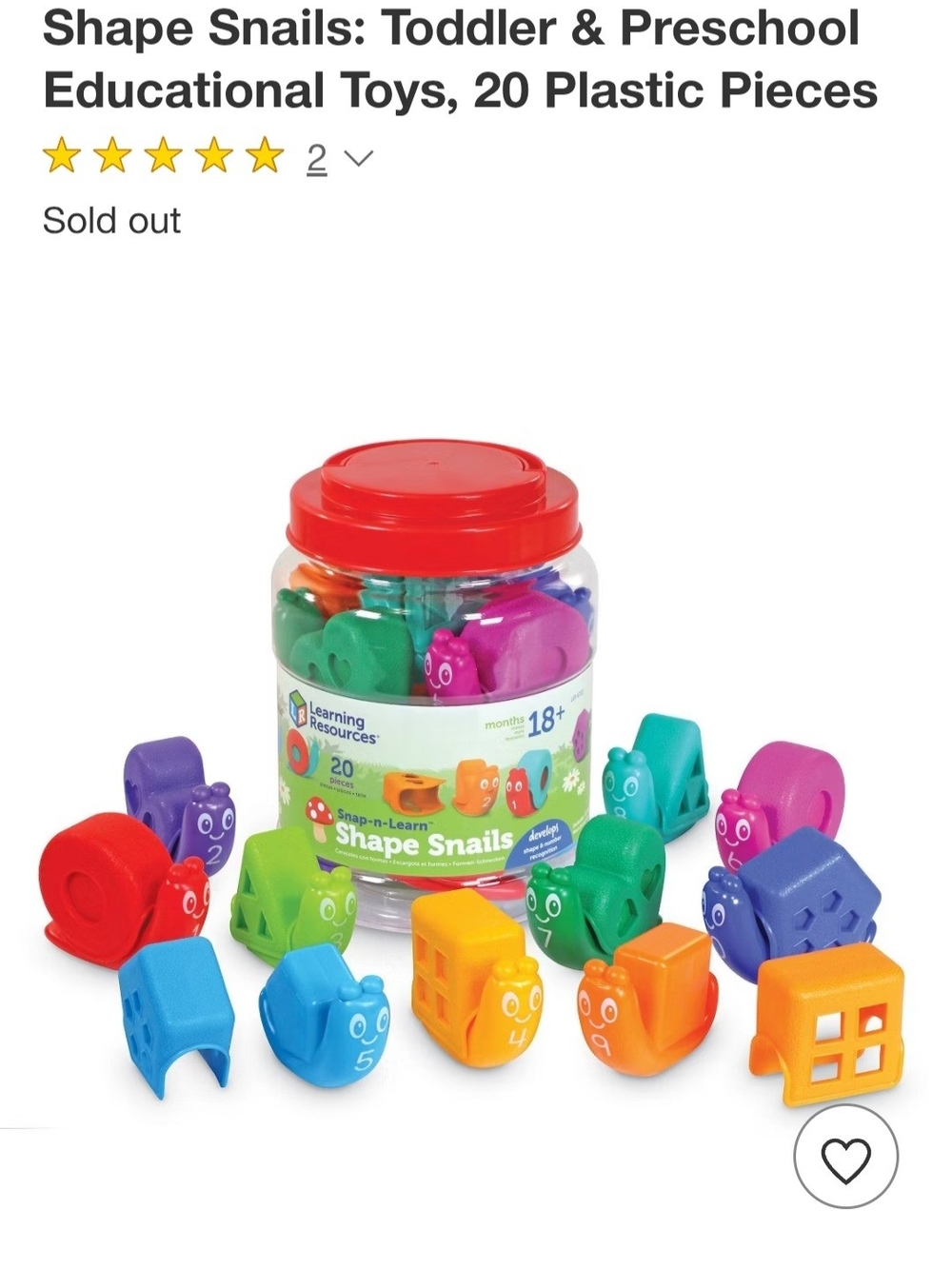 Learning Resources Shape Snails Educational Toy Set - Multicolor